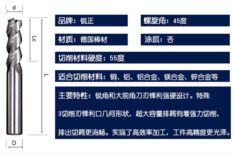 milling cutter for die and high gloss aluminium 7